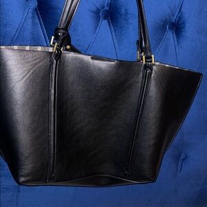 ZARA Sophisticated Black Leather Tote Bag